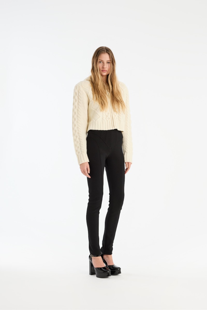 Knit Cable Zip Cardigan White - ROTATE Birger Christensen
