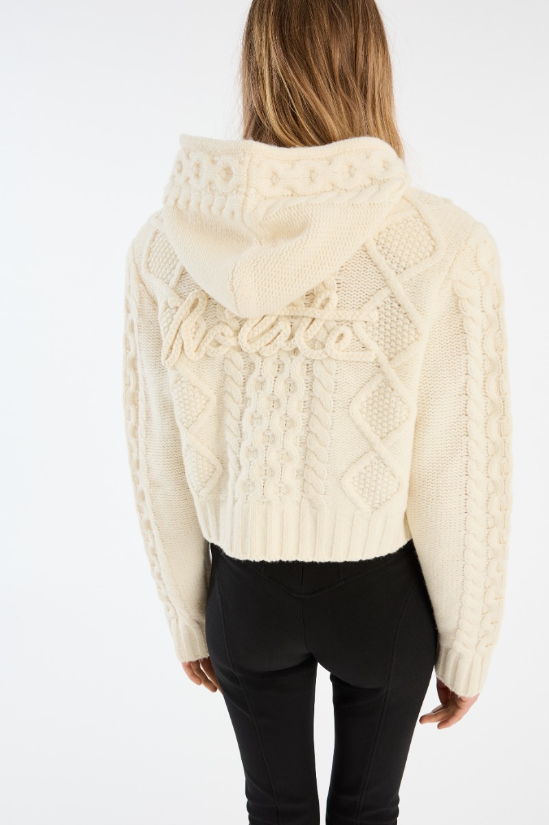 Knit Cable Zip Cardigan White - ROTATE Birger Christensen