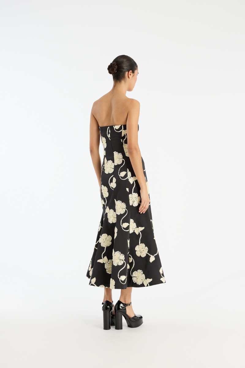 3d Flower Midi Dress Black - ROTATE Birger Christensen