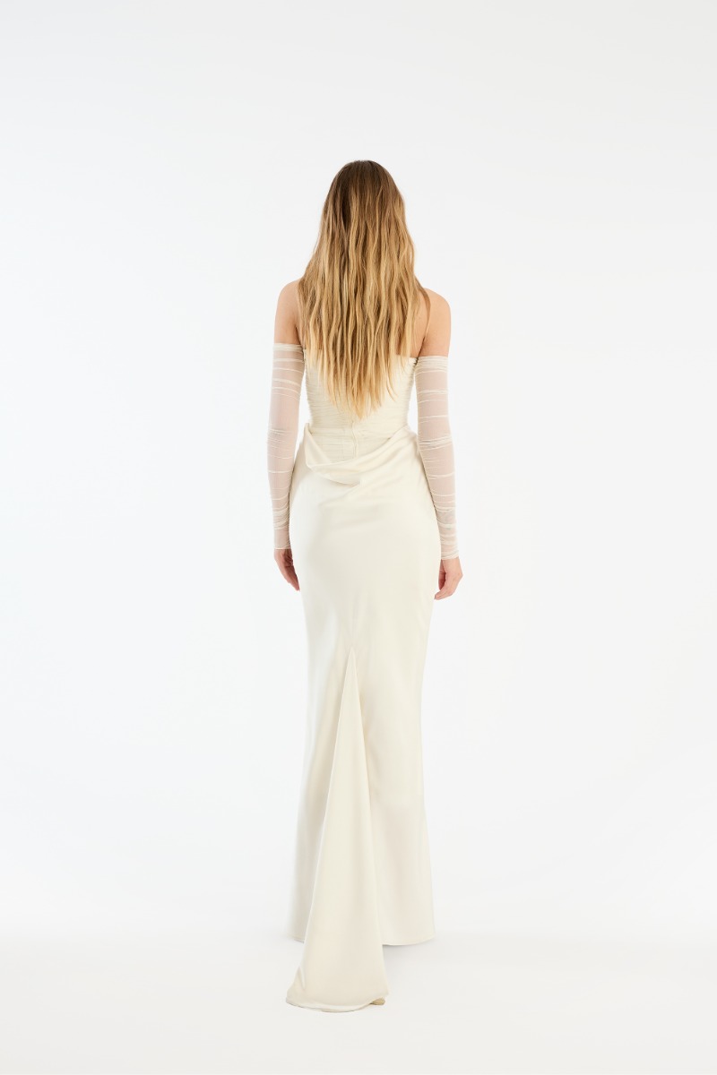 black silk prom dress Black A-Line Prom Dress with Beaded Bodice, Satin Bottom, Slit, Pocket
