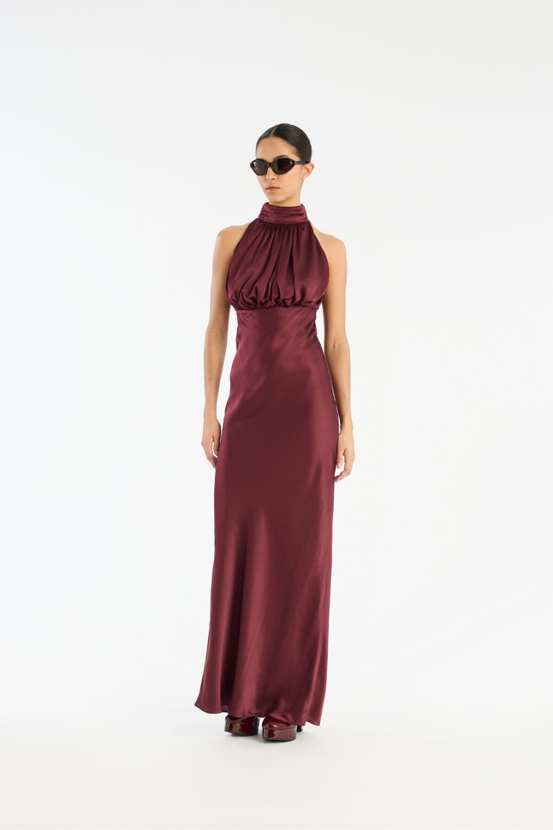Sleeveless Silk Dress Burgundy - ROTATE Birger Christensen