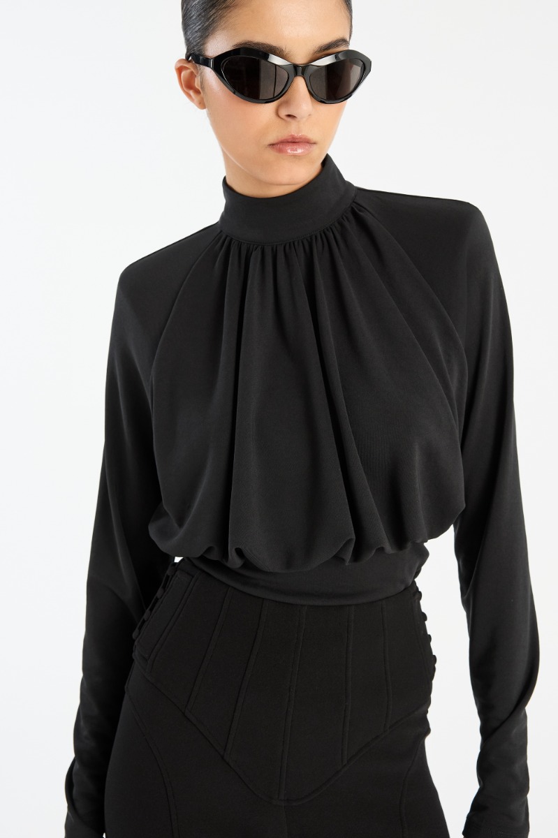 Ruched Ls Top Black - ROTATE Birger Christensen