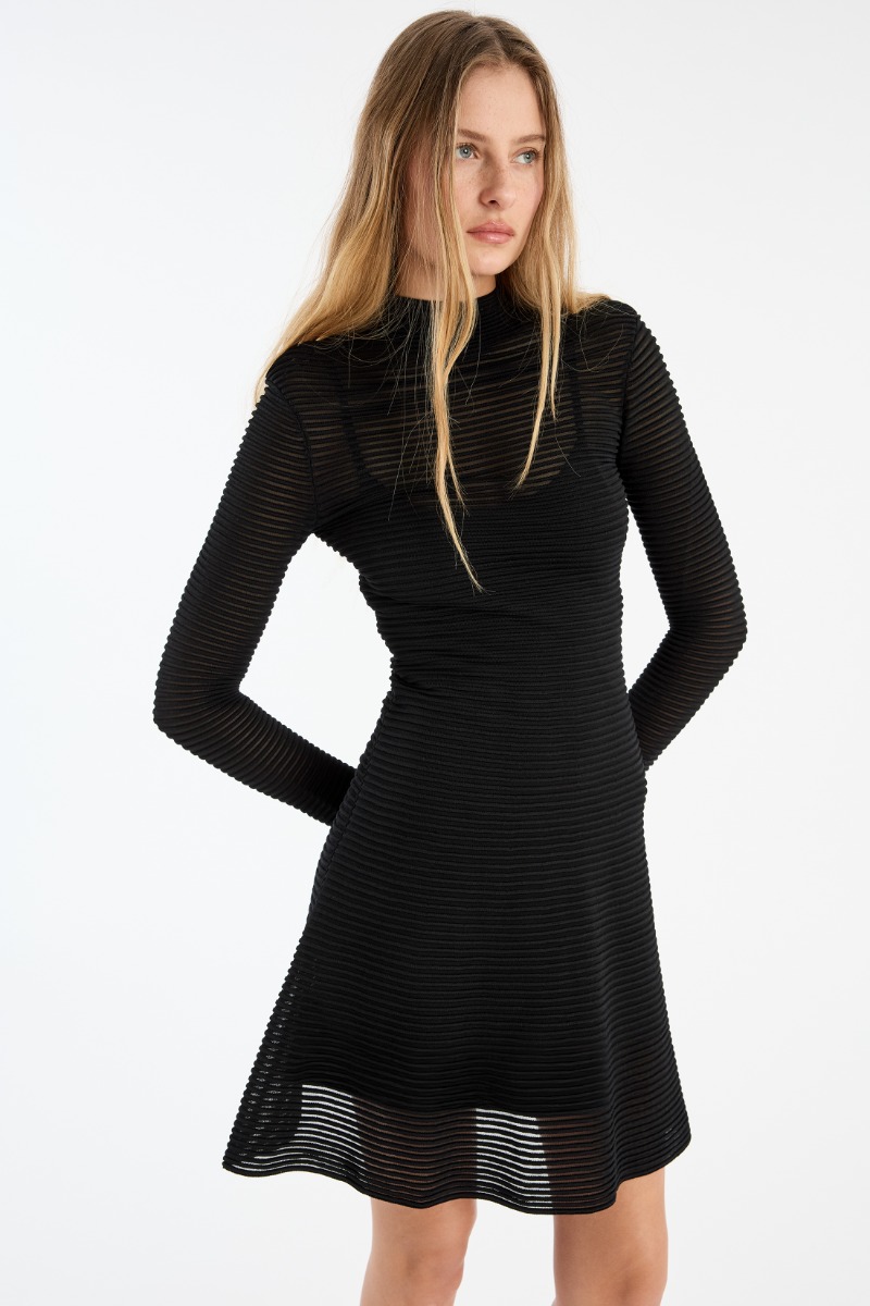 Knitted Flared Mini Dress Black - ROTATE Birger Christensen