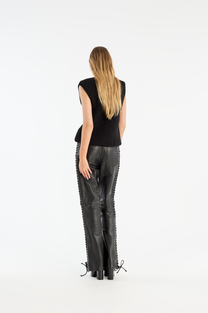 Laced Leather Pants Black - ROTATE Birger Christensen