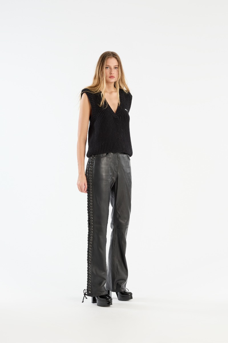 Knit V-neck Vest Black - ROTATE Birger Christensen