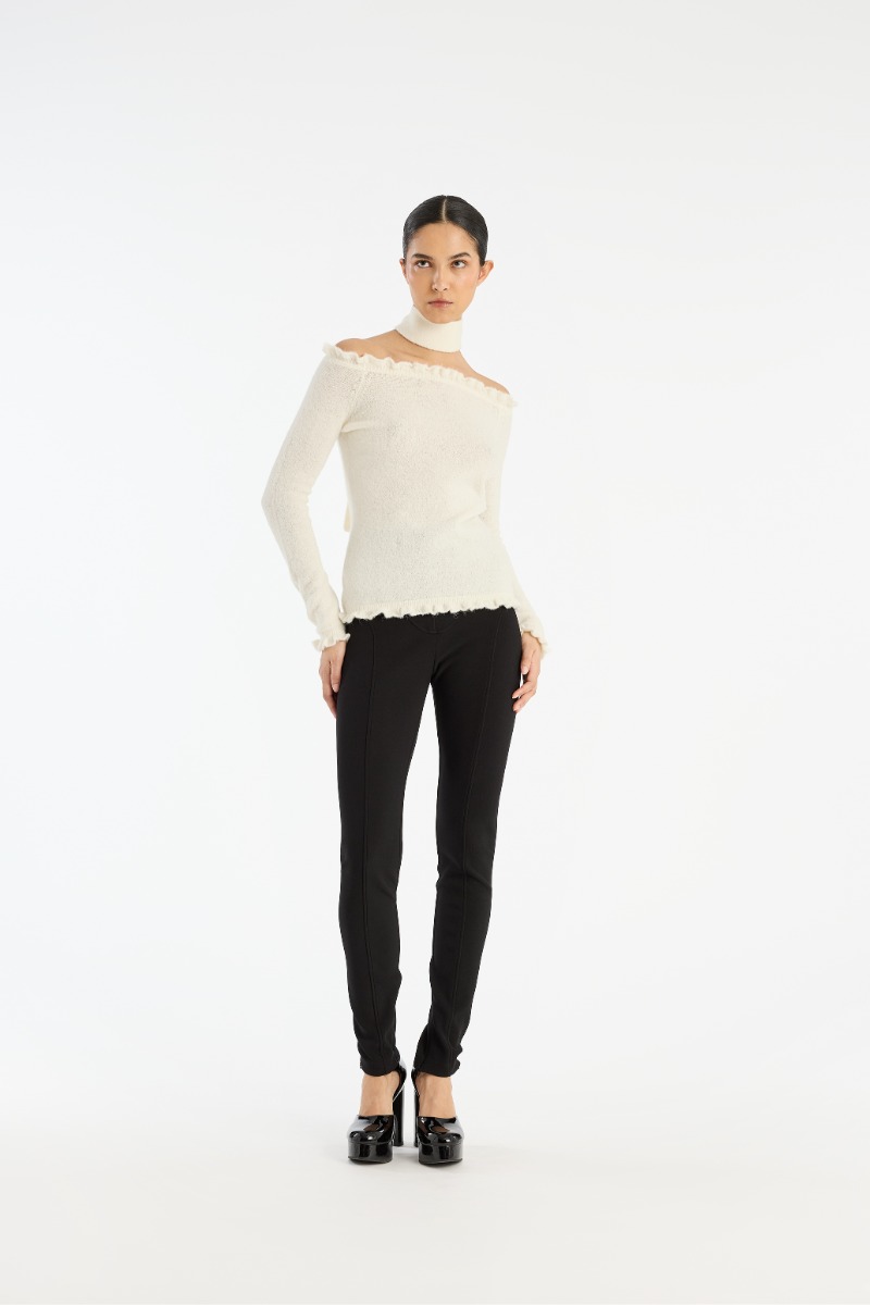 Knit Off-shoulder Top White - ROTATE Birger Christensen