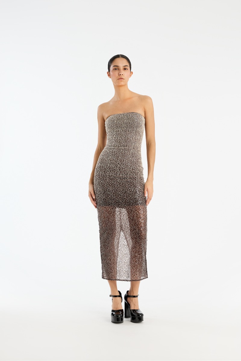 rotate beaded dress Beaded Halterneck Dress Black