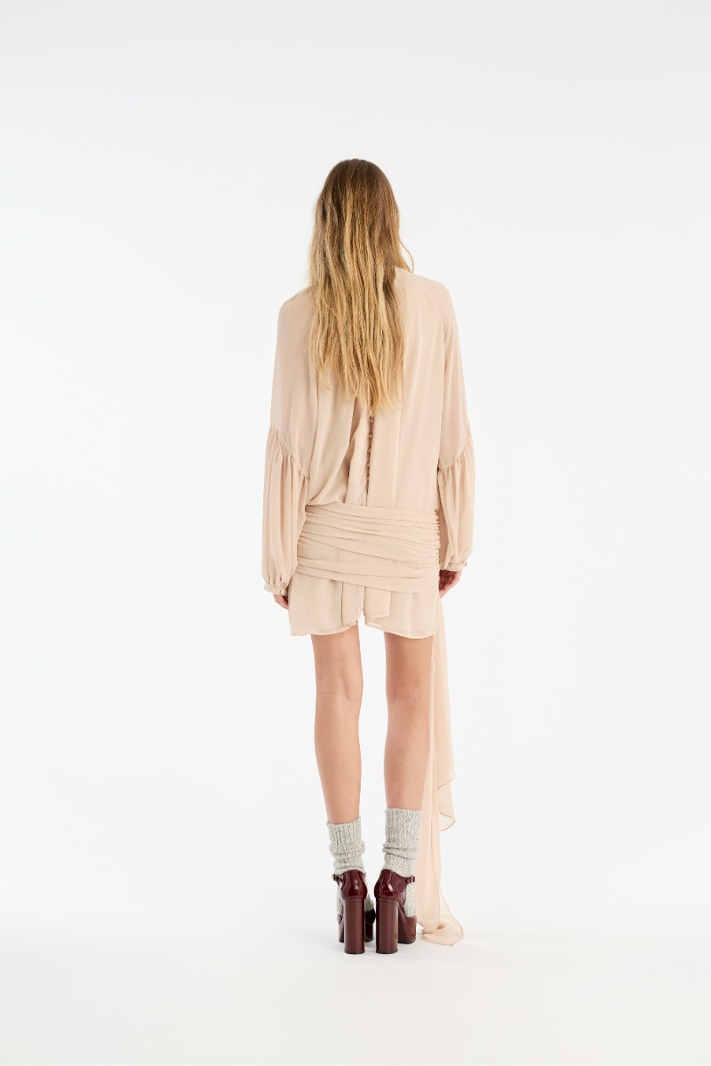 rotate birger christensen chiffon maxi ruffle dress Rotate By Birger Christensen Chiffon Puff-sleeve Dress