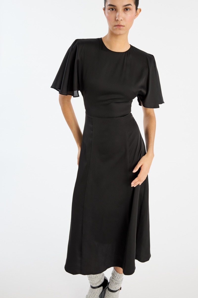 Chiffon Midi Dress Black