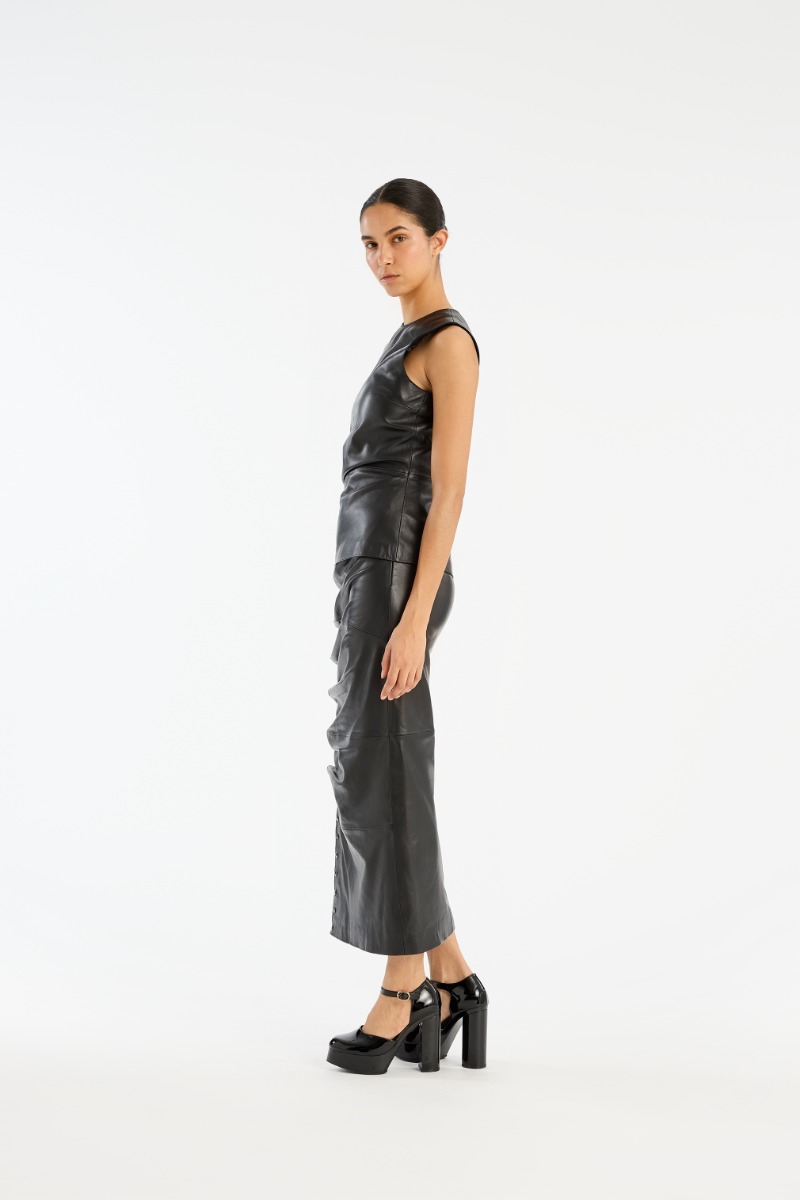 Midi Leather Skirt Black - ROTATE Birger Christensen