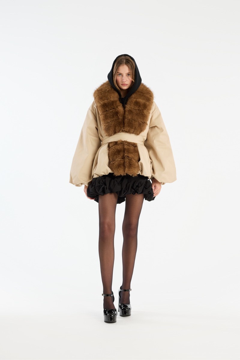 Faux Fur Collar Jacket Beige - ROTATE Birger Christensen