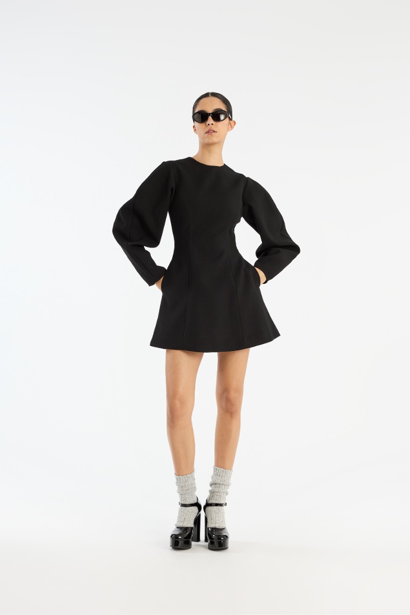 Suiting Flared Mini Dress Black - ROTATE Birger Christensen