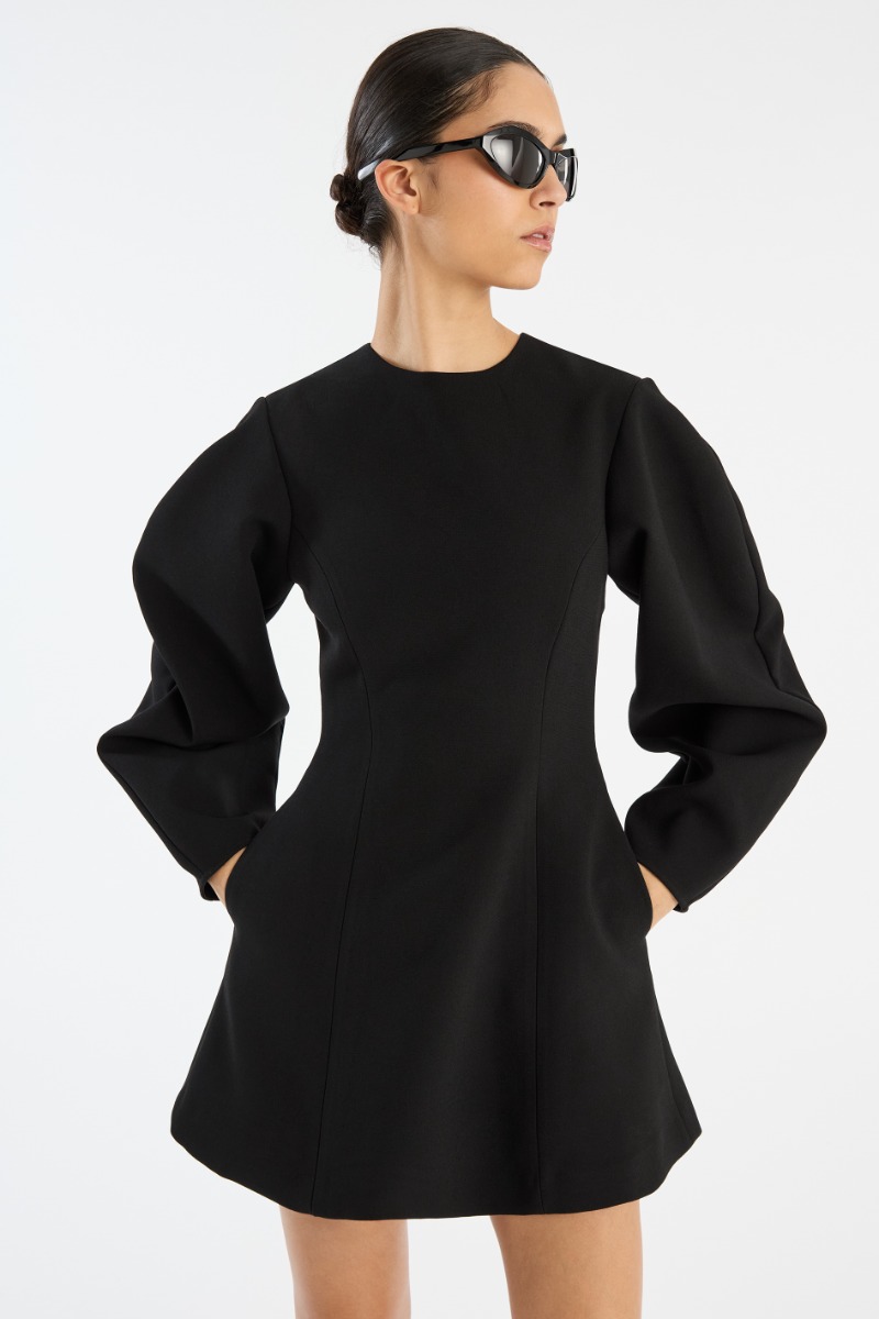 Suiting Flared Mini Dress Black - ROTATE Birger Christensen