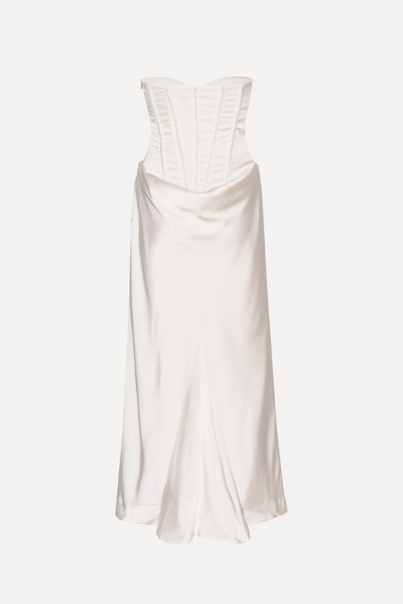 white satin corset dress Ivory Maxi Corset Dress L main image 0