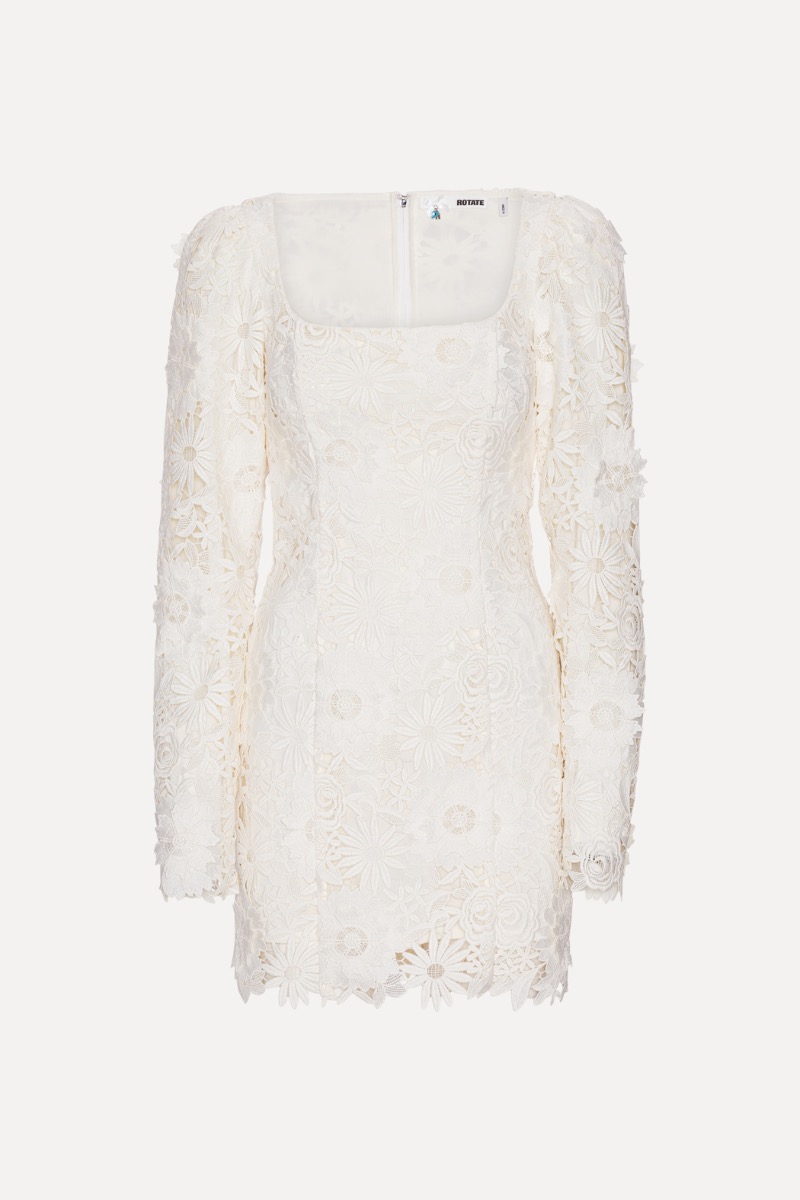 self portrait 3d floral lace mini dress white White Floral Lace Mini Dress – self-portrait main image 1