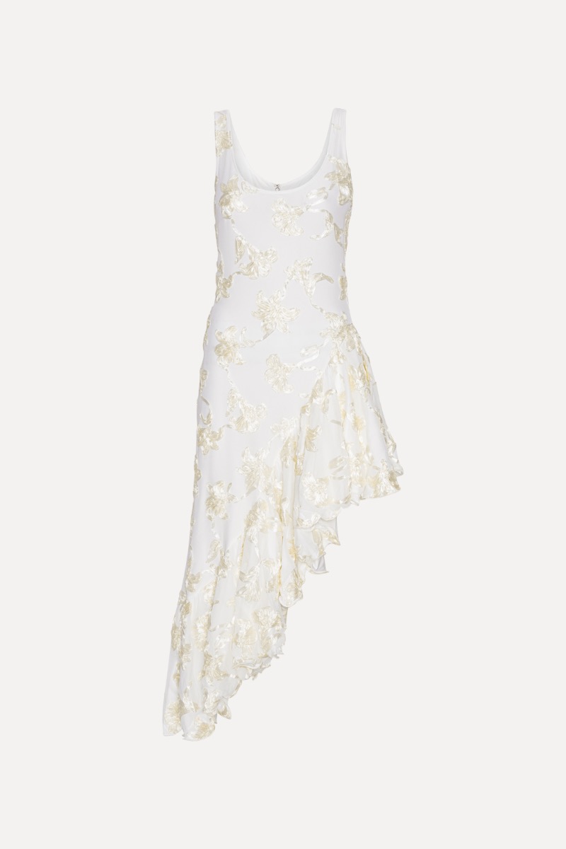 Flower Mesh Ruffle Dress White - ROTATE Birger Christensen Flower Mesh Ruffle Dress White - ROTATE Birger Christensen