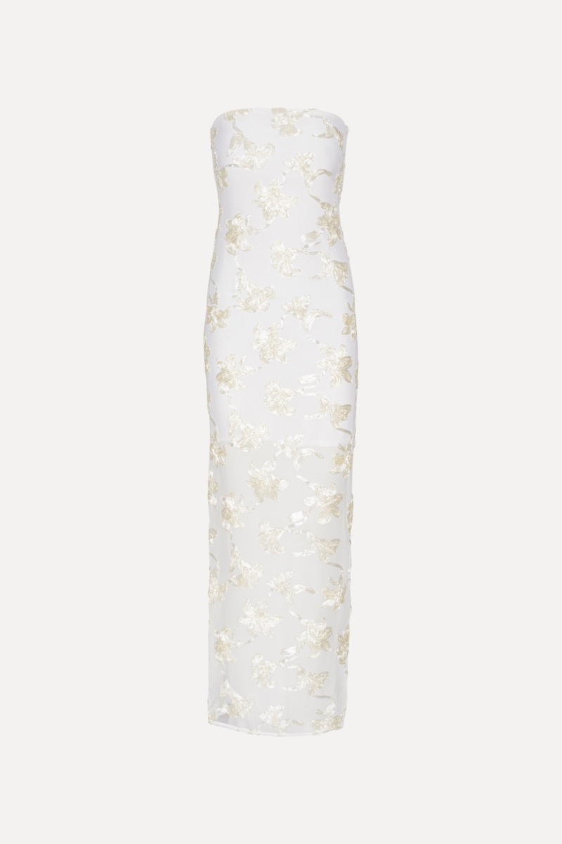 Flower Mesh Tube Dress White - ROTATE Birger Christensen
