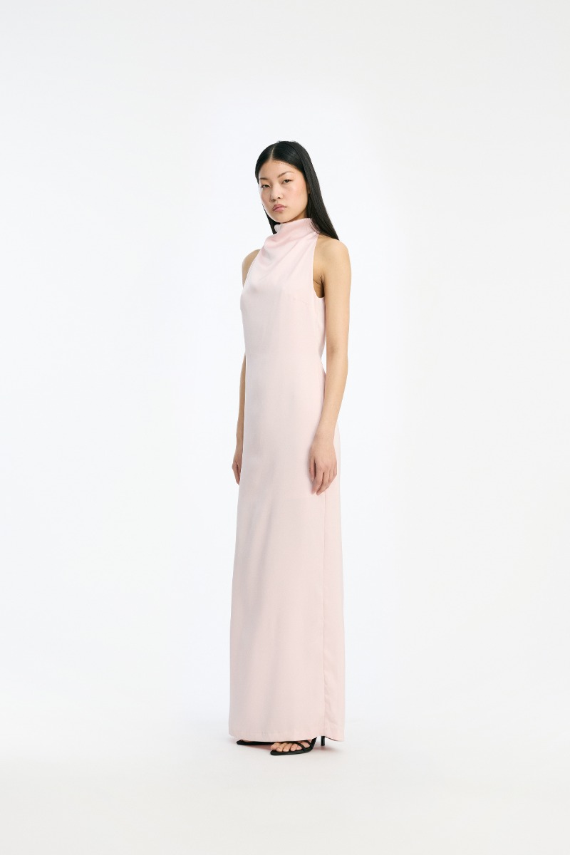 Satin Halterneck Dress Pink - ROTATE Birger Christensen Satin Halterneck Dress Pink - ROTATE Birger Christensen