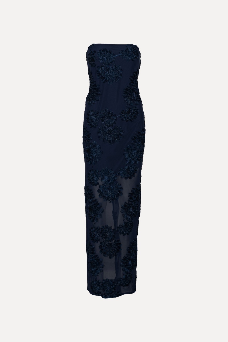 3d Mesh Maxi Dress Dark Blue - ROTATE Birger Christensen 3d Mesh Maxi Dress Dark Blue - ROTATE Birger Christensen