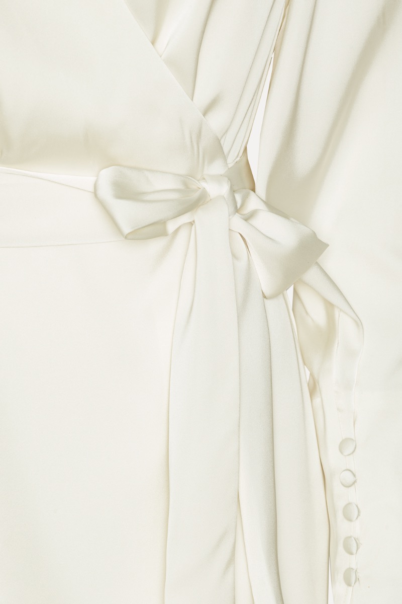 rotate satin wrap dress Satin wrap dress in white - Rotate
