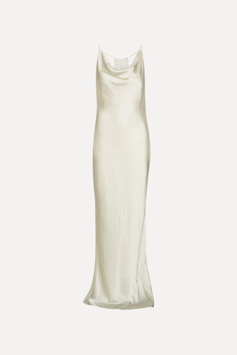 Maxi Slip Dress Creme White - ROTATE Birger Christensen Maxi Slip Dress Creme White - ROTATE Birger Christensen