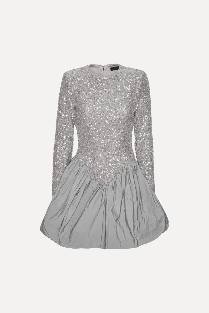 grey sequin mini dress Sequin Mini Dress with Stripe Contrast M/L / SILVER / 02752 main image 1