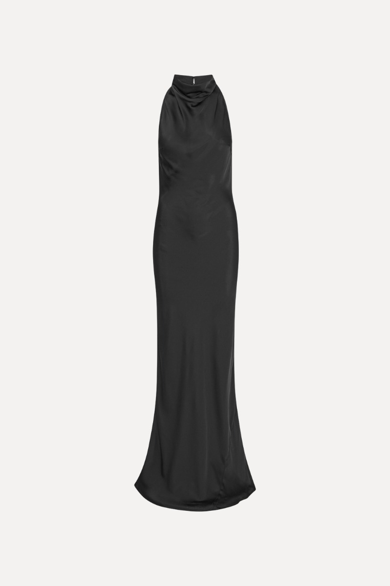 Satin Maxi Dress Black - ROTATE Birger Christensen Satin Maxi Dress Black - ROTATE Birger Christensen