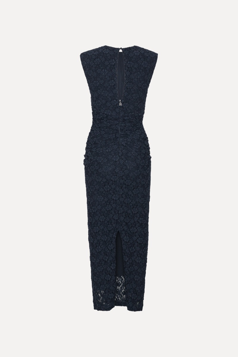 Lace Long Midi Dress Dark Blue - ROTATE Birger Christensen Lace Long Midi Dress Dark Blue - ROTATE Birger Christensen