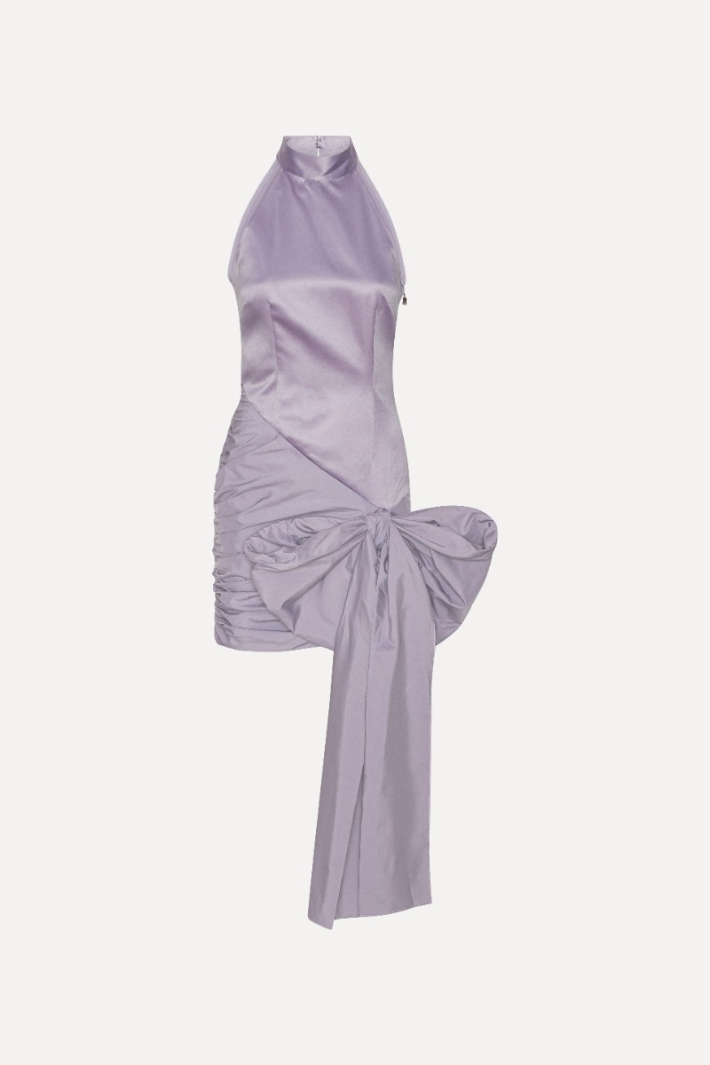 Satin Bow Dress Purple - ROTATE Birger Christensen
