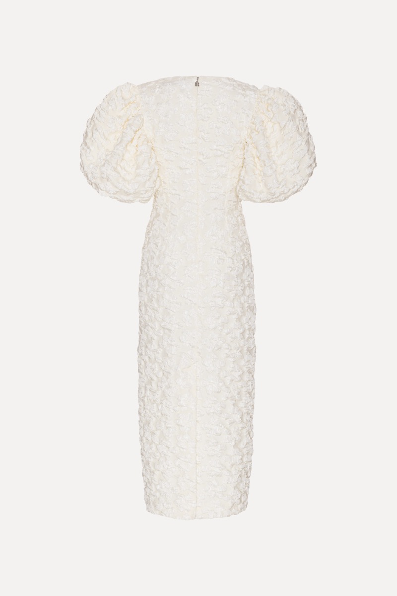 self portrait white taffeta puff sleeve midi dress White Taffeta Strapless Midi Dress – self-portrait