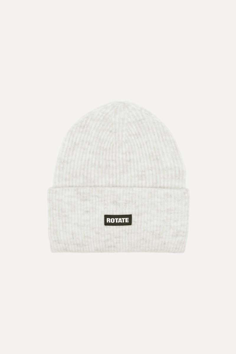 Rib Knit Beanie White - ROTATE Birger Christensen