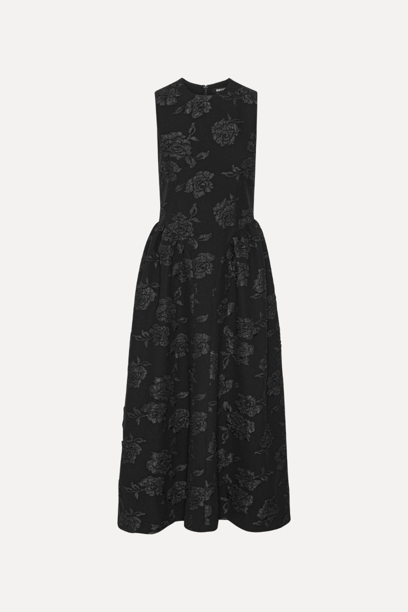 Jacquard Midi Dress Black - ROTATE Birger Christensen Jacquard Midi Dress Black - ROTATE Birger Christensen