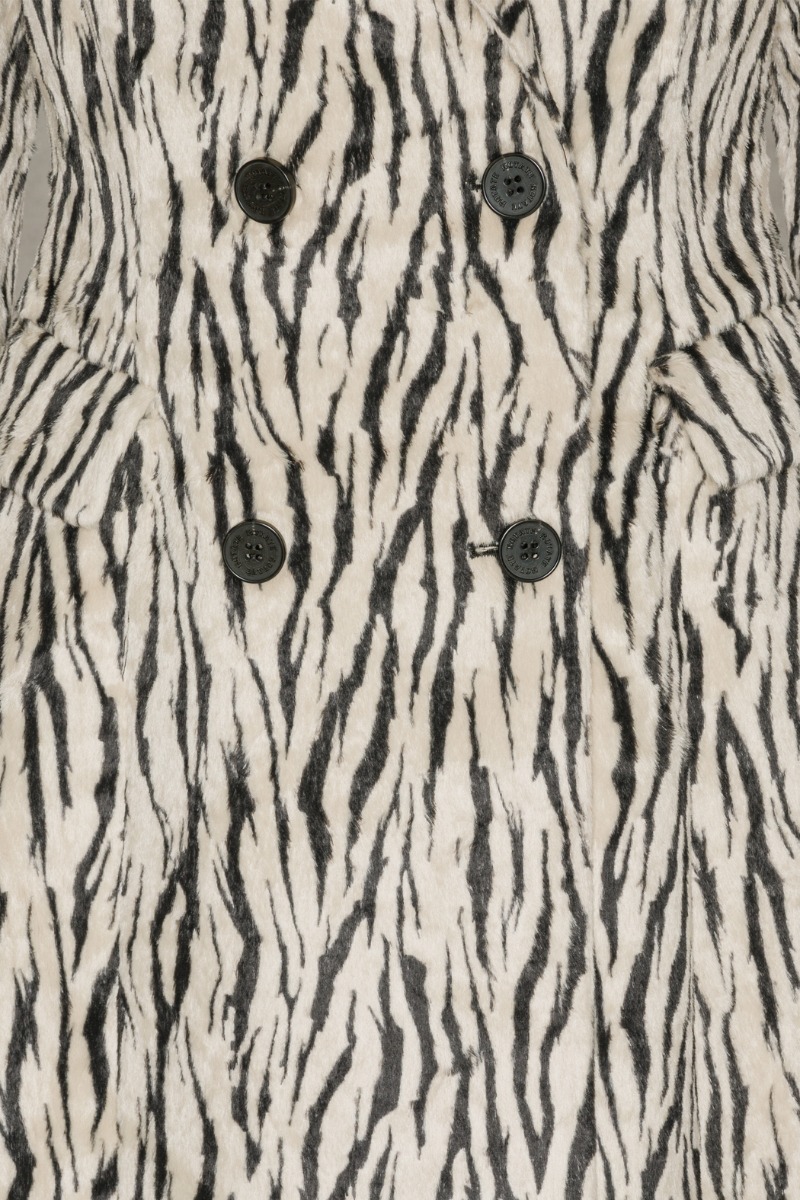 Printed Faux Fur Coat Black Print - ROTATE Birger Christensen