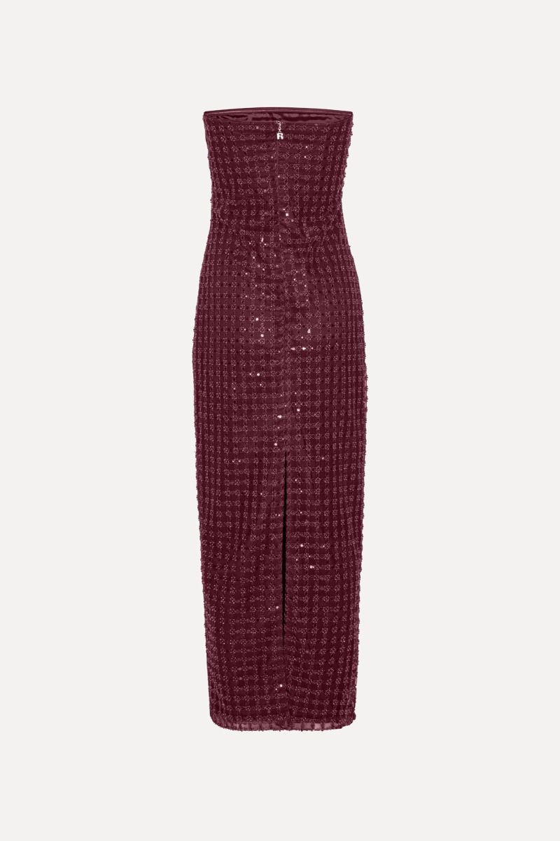 Beaded Maxi Tube Dress Bordeaux - ROTATE Birger Christensen