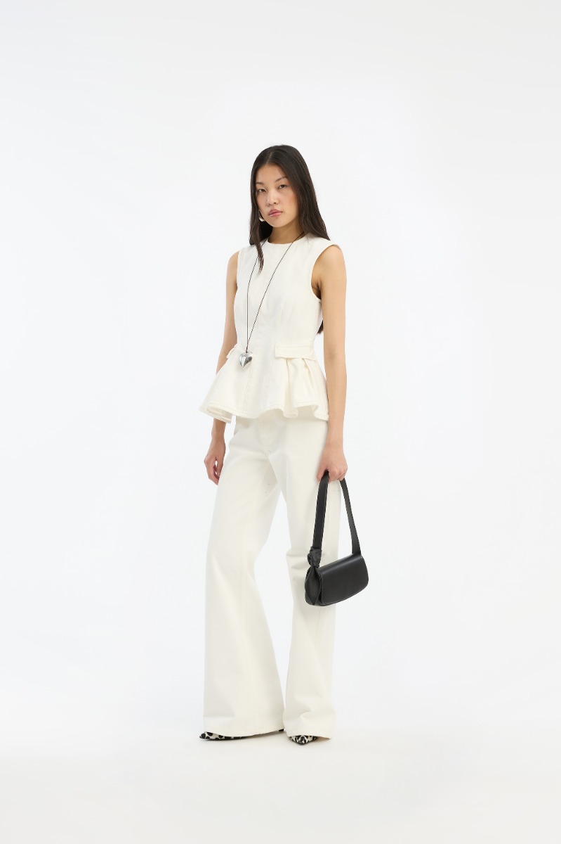 Flared Highwaisted Jeans White Denim - ROTATE Birger Christensen