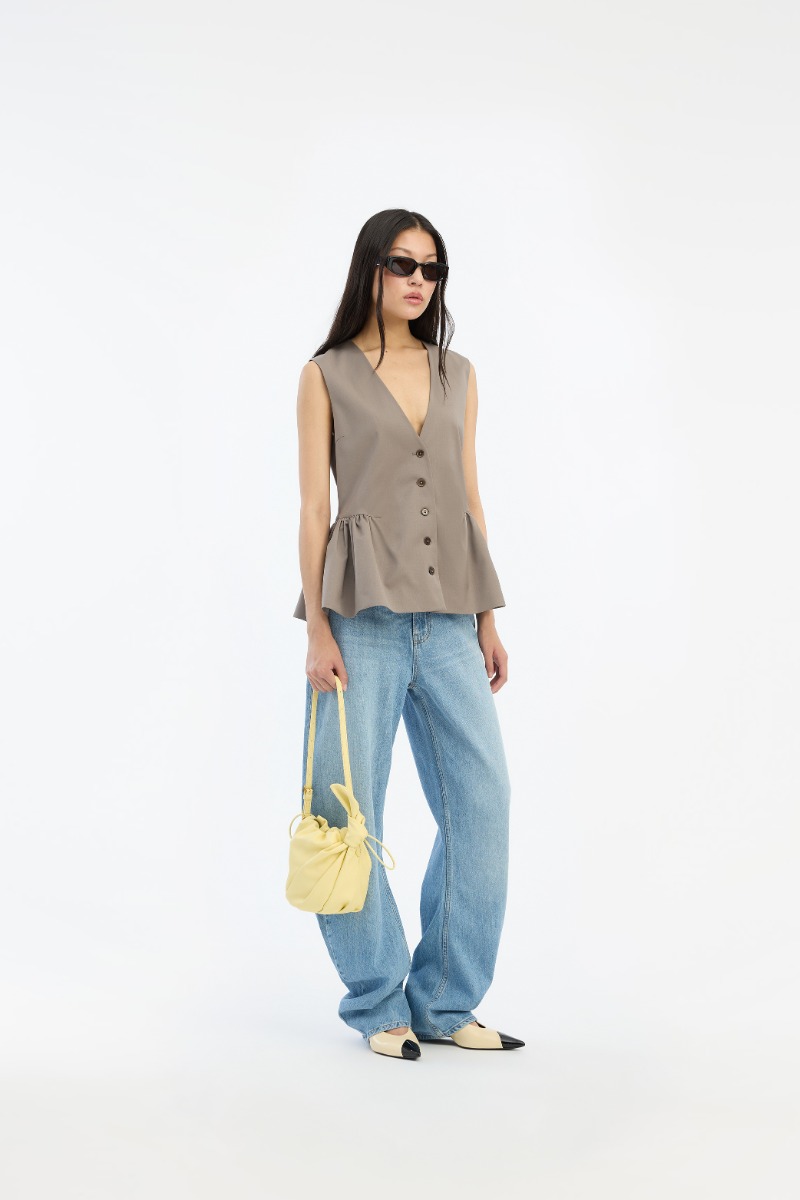 Peplum Waistcoat Taupe - ROTATE Birger Christensen