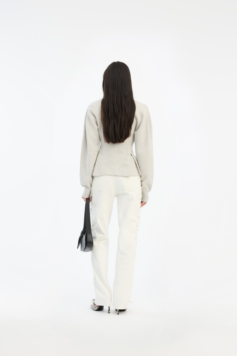 Peplum Knit Cardigan Grey Melange - ROTATE Birger Christensen