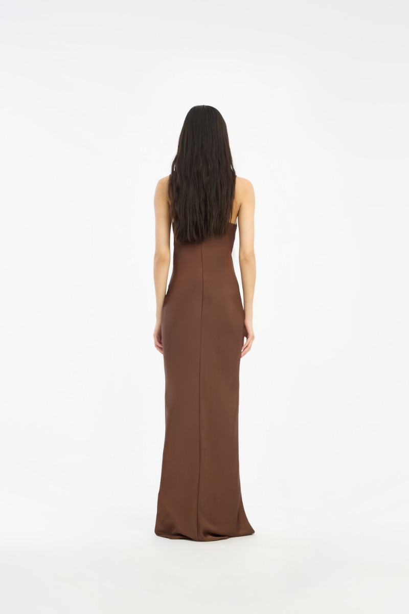 long brown slip dress Scarlette Brown Maxi Dress main image 1