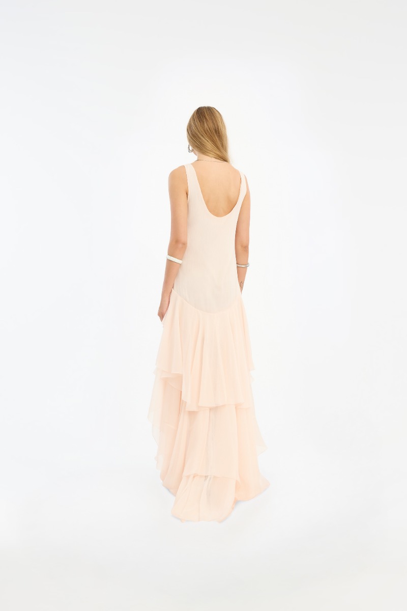 rotate birger christensen chiffon maxi ruffle dress Rotate By Birger Christensen Chiffon Puff-sleeve Dress