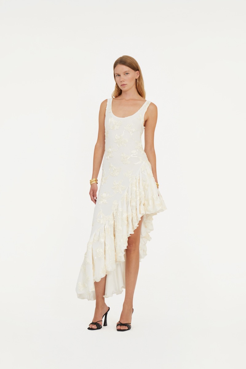 mesh bodycon dress white Cut Out Crisscross Front Ruched Mesh Bodycon Dress, Ivory / XS