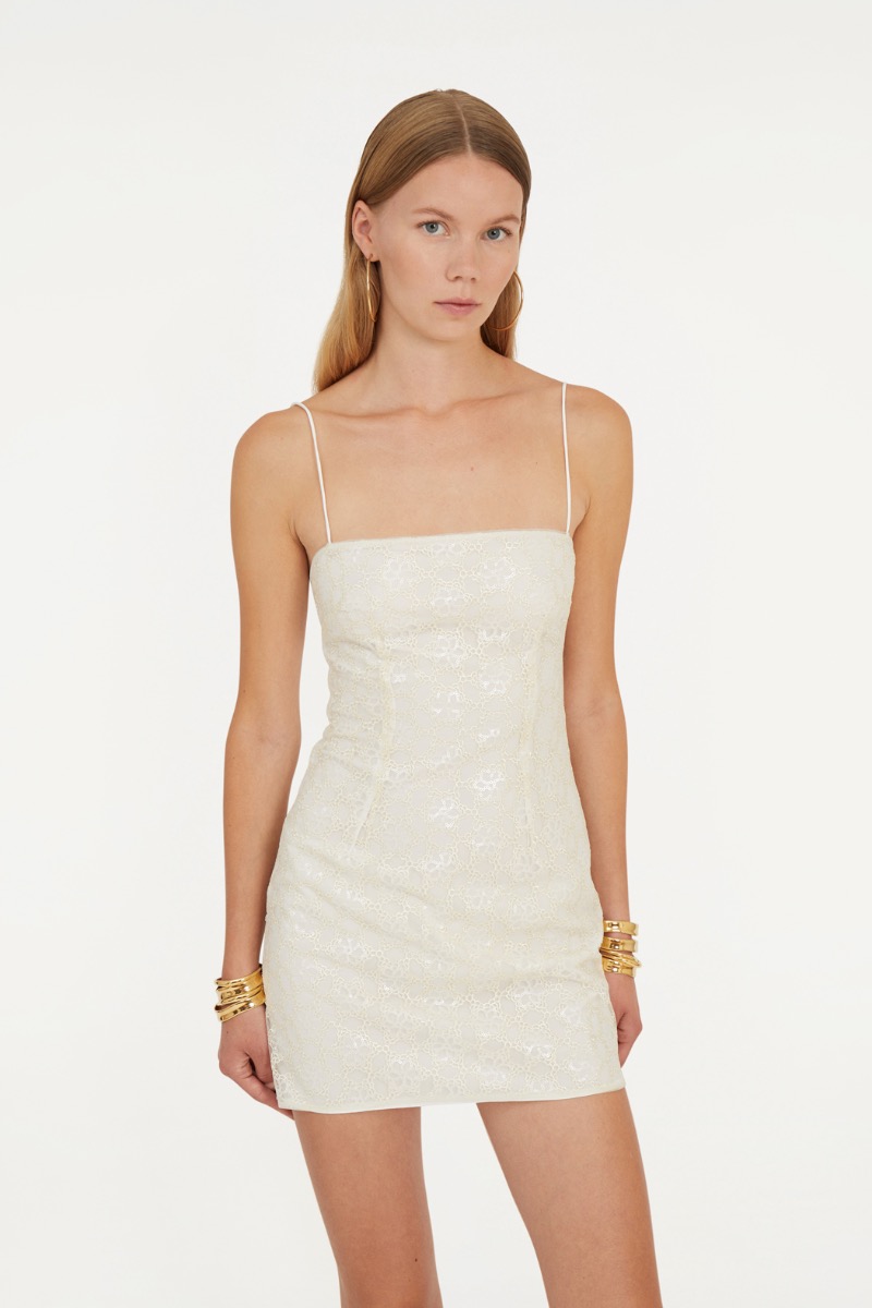 Beaded Mini Dress White - ROTATE Birger Christensen