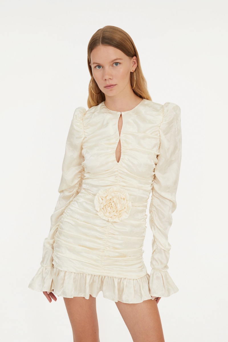 ravenna mini dress in chocolate brown jersey DE LA VALI ravenna mini dress In Brown Jersey Bernardi