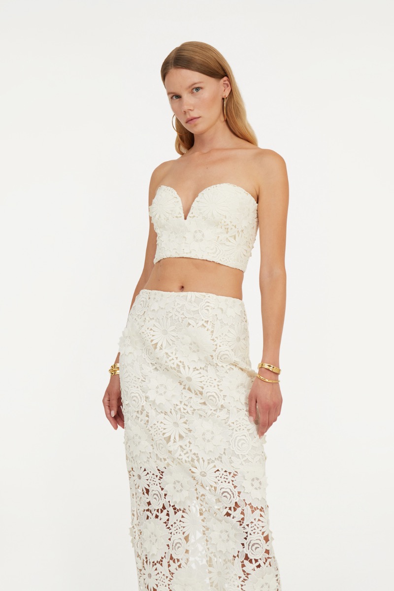 3d Lace Pencil Skirt White - ROTATE Birger Christensen