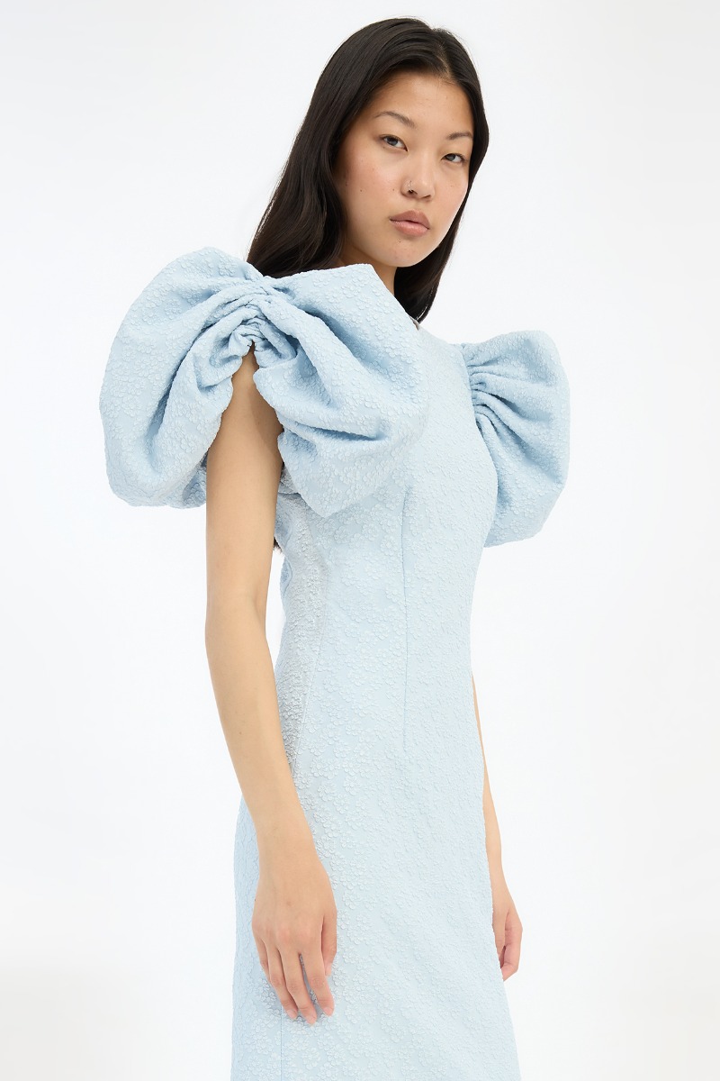 Jacquard Midi Puffy Dress Light Blue - ROTATE Birger Christensen