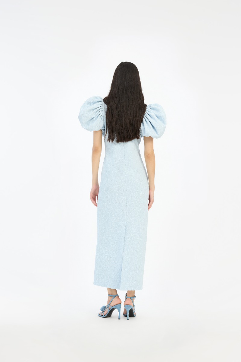 Jacquard Midi Puffy Dress Light Blue - ROTATE Birger Christensen