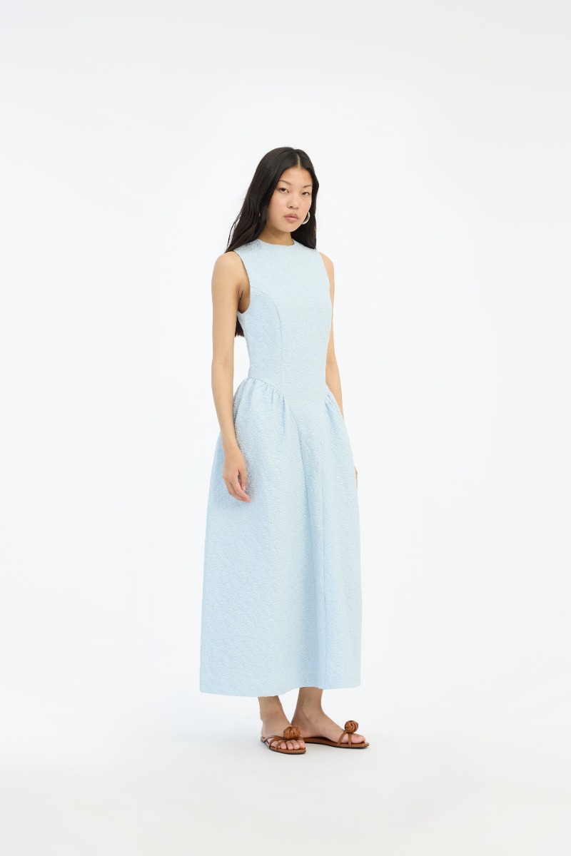 Jacquard Midi Dress Light Blue