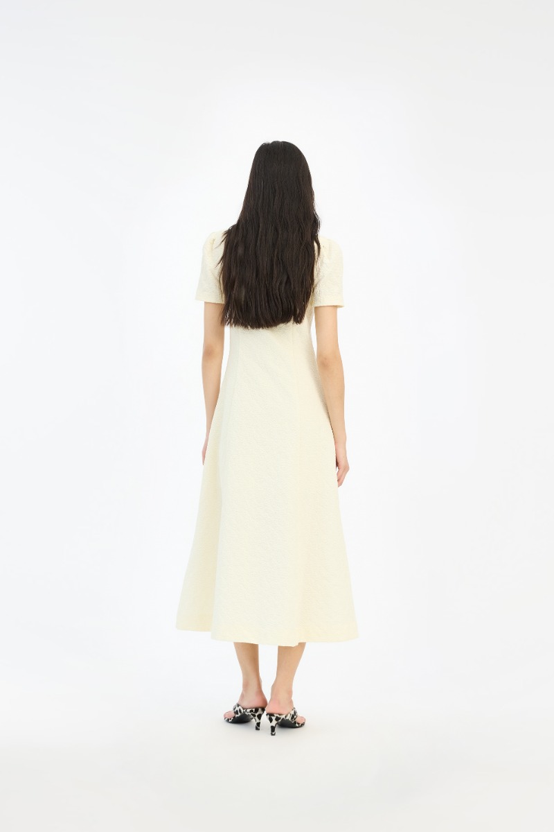 Jacquard Flared Dress Yellow - ROTATE Birger Christensen