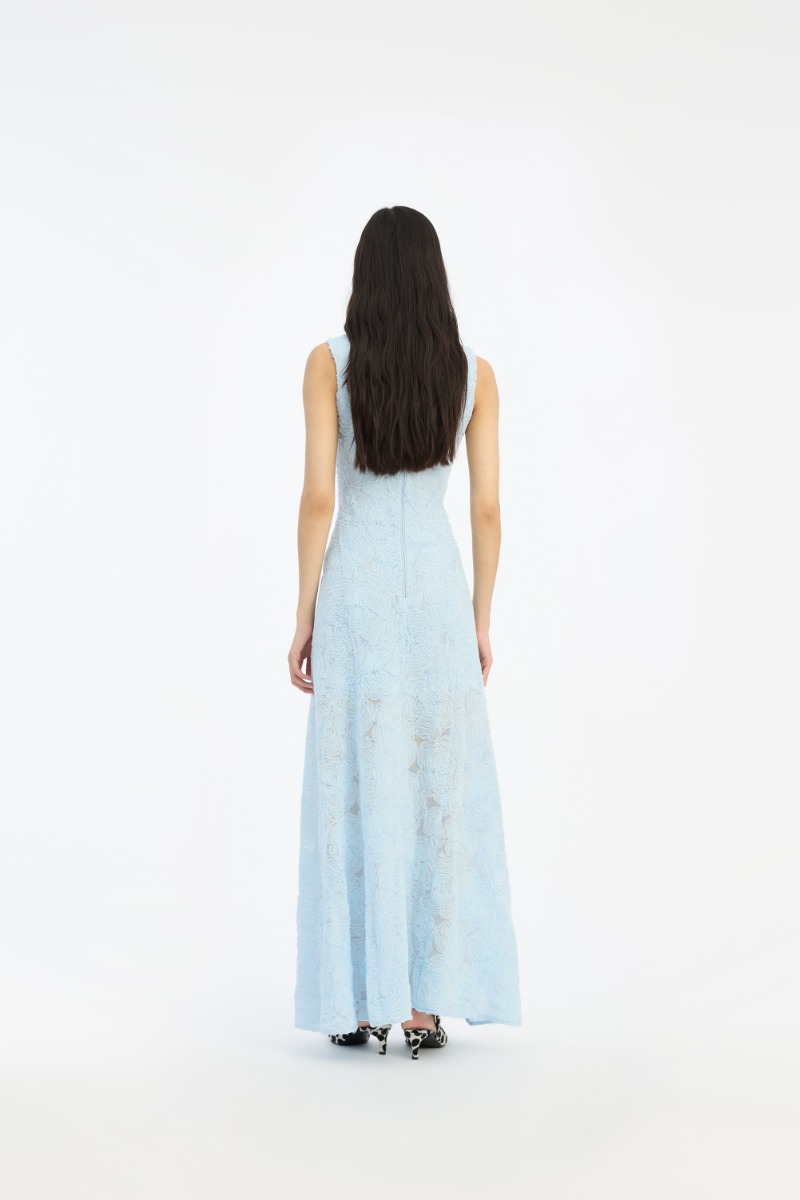 summer maxi dress with short sleeves Blue Floral Printed Split Neck Smocked Waist Short Sleeve Maxi Dress * –  SSYS