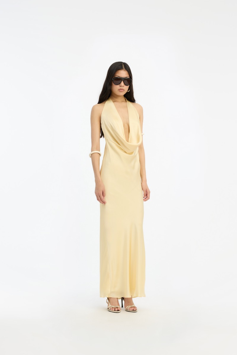 Chiffon Halter Dress Yellow - ROTATE Birger Christensen