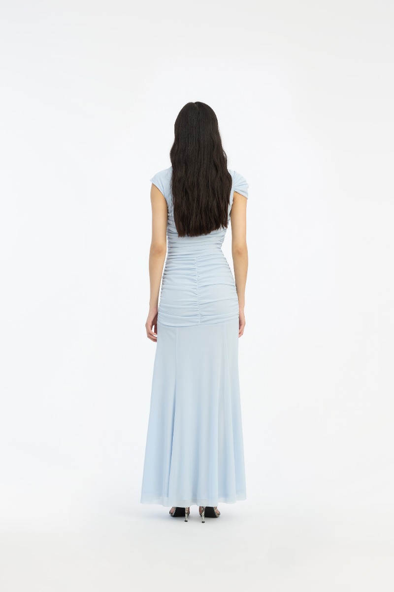 knit open back maxi dress Taupe Knit Crochet Lace Sheer Sleeveless Halter Neck Open Back Maxi Dress  /3-2-1 main image 1